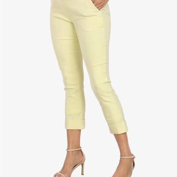 Mario Serrani Yellow & White Capri Pants size Small - Picture 1 of 11